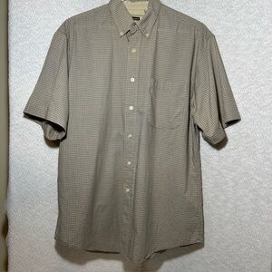 Haggar Men's Tan Plaid Button Down Shirt